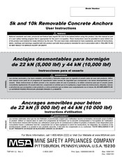 MSA 5k and 10k Removable Concrete Anchors Instrucciones Para El Usuario