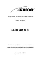 Sime MINI 14 LN OF ErP Manual Del Usuario