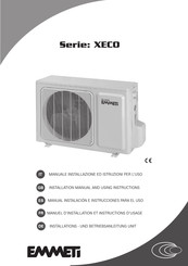 emmeti XECO Serie Manual Instalación E Instrucciones Para El Uso De La Unidad Interna