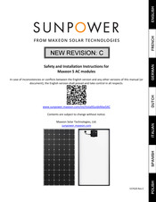 SunPower Maxeon 5 Instrucciones De Seguridad E Instalación