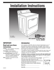 Whirlpool 3XLGR5437KQ1 Instrucciones De Instalación