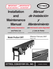 HYTROL ProSort SRT Manual De Instalación Y Mantenimiento