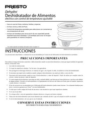 Presto Dehydro 0630203 Manual De Instrucciones