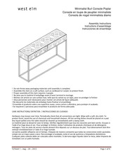 West Elm Minimalist Burl Console Poplar Instrucciones De Ensamblaje