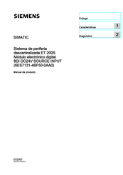 Siemens SIMATIC 8DI DC24V SOURCE INPUT Manual De Producto