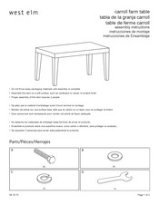 West Elm carroll farm table Instrucciones De Ensamblaje