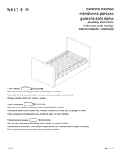 West Elm parsons daybed Instrucciones De Ensamblaje