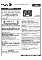 Matco Tools HSGKR Manual De Instrucciones