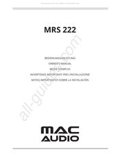 MAC Audio MRS 222 Notas Importantes Sobre La Instalación