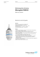 Endress+Hauser Micropilot FMR10 Información Técnica