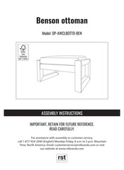 RST Benson OP-AWCLBOTTO-BEN Manual De Instrucciones Y Ensamble