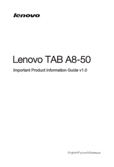 Lenovo TAB A8-50 Manual Del Usuario